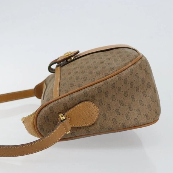 GUCCI Micro GG Supreme Web Sherry Line Bag PVC Beige Gold - Picture 6 of 15